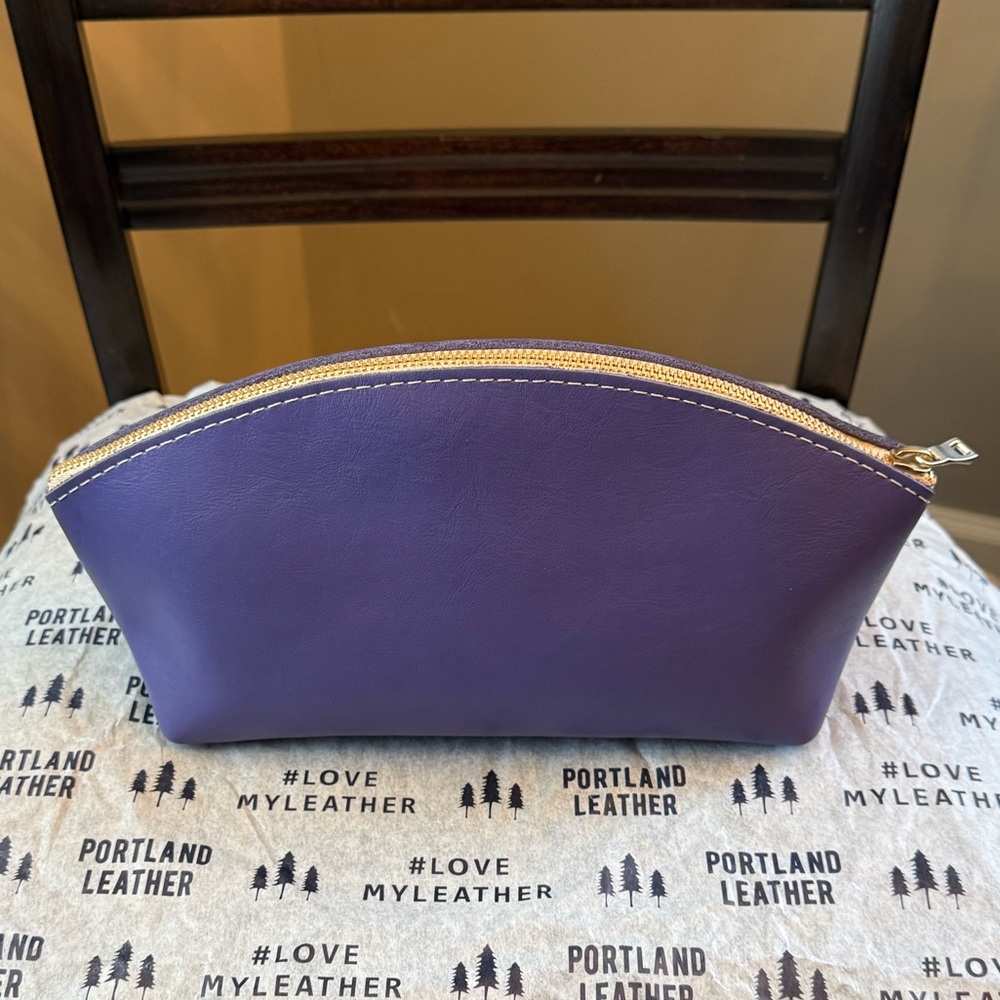 Portland Leather Purple Leather Total Eclipse Makeup Bag New Violet Plum Disco